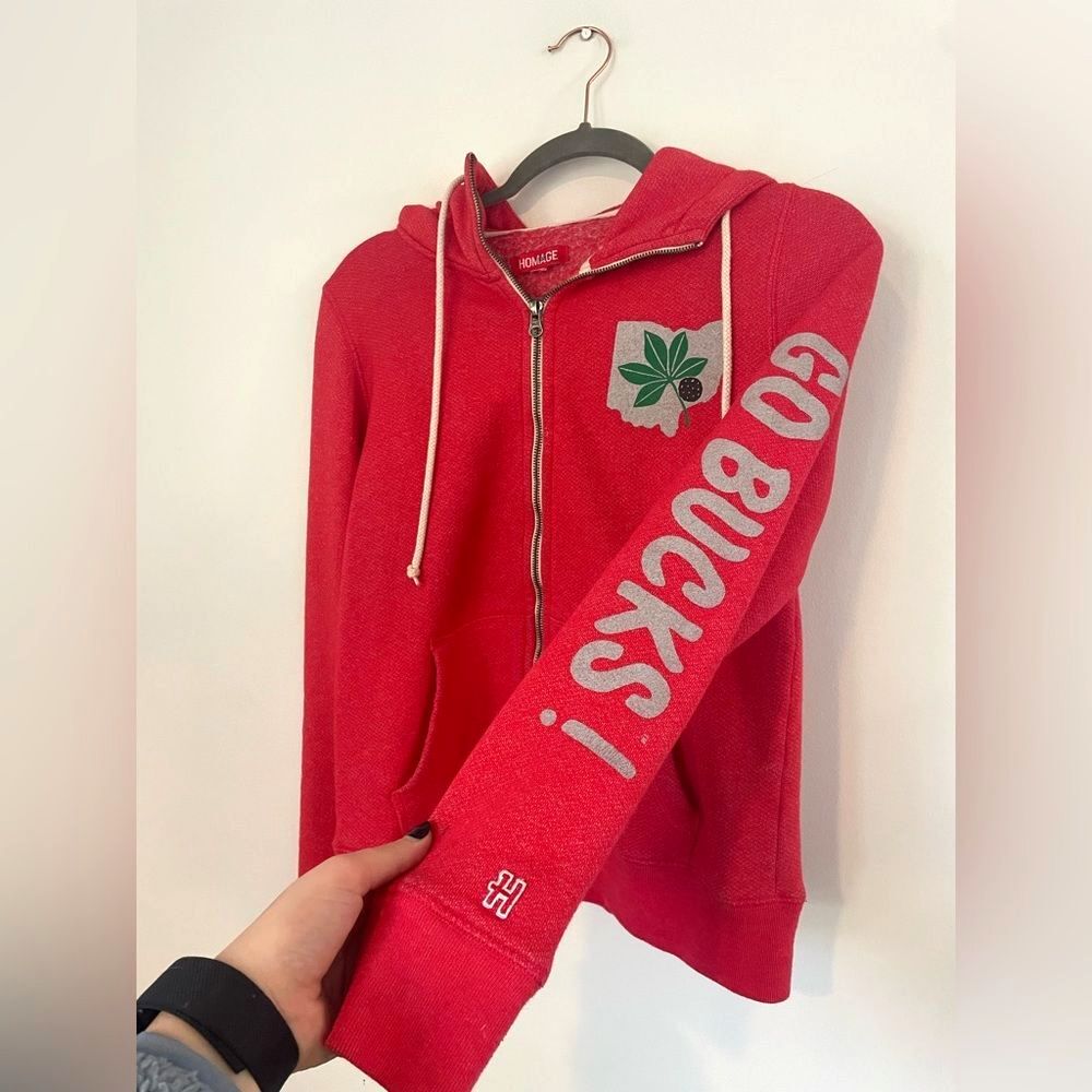 Homage Ohio State Buckeyes Women’s Red Zip Up Jacket Hoodie OSU Size Small